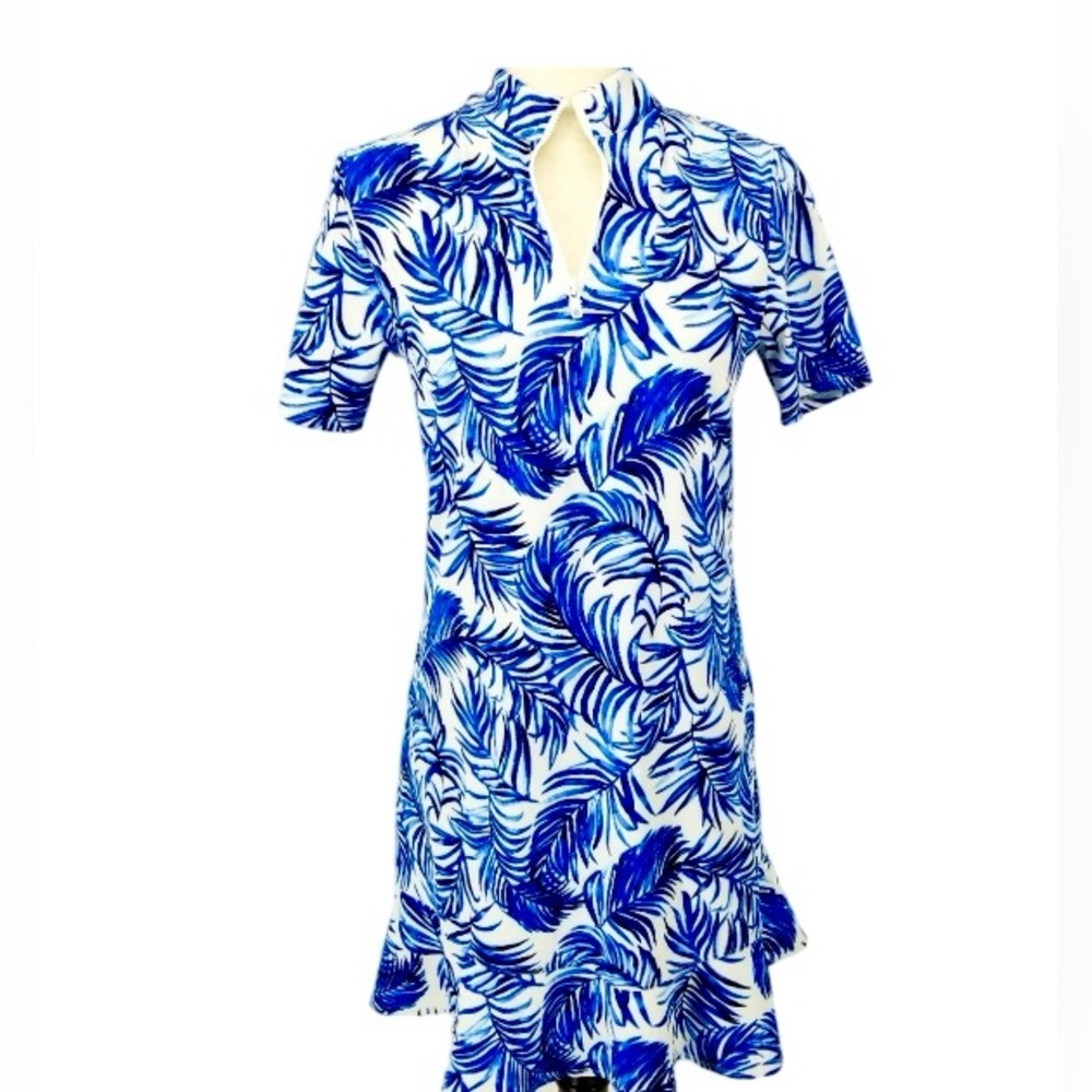Tommy Bahama Mini Dress Blue and White Botanical Print W/Shorts NWT SZ S